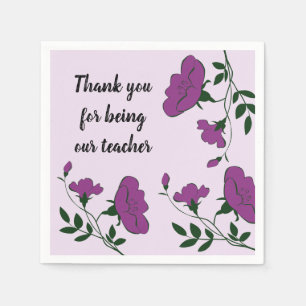 Teacher Appreciation Meal Purple Floral Classroom Napkin