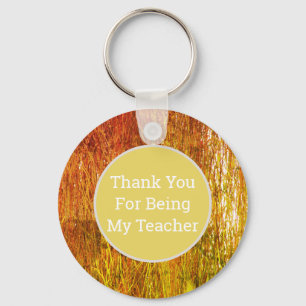 Teacher Appreciation Orange Yellow Straw Thank You Keychain