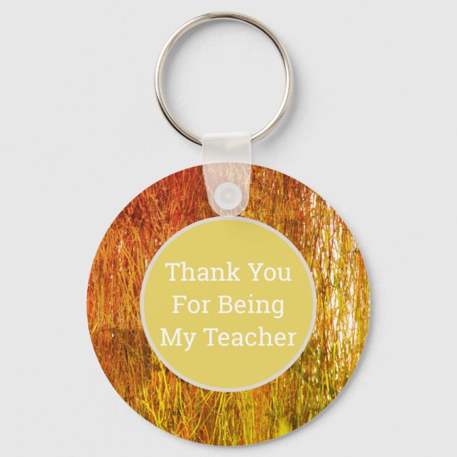 Teacher Appreciation Orange Yellow Straw Thank You Keychain (Front)