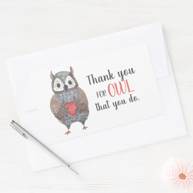 Teacher Appreciation Owl Thank You Sticker (Envelope)