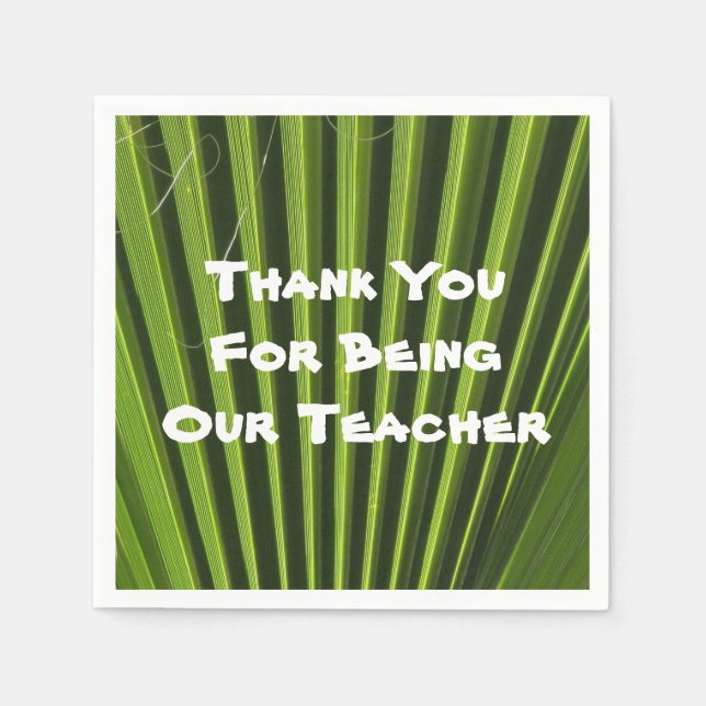 Teacher Appreciation Palm Leaf Photo Thank You Napkin (Front)