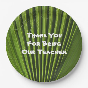 Teacher Appreciation Palm Leaf Photo Thank You Paper Plate