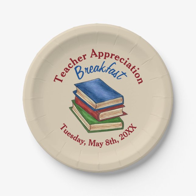 Teacher Appreciation Party Favour Library Books Paper Plate (Front)