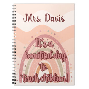 Teacher Appreciation Personalized Boho Rainbow Notebook