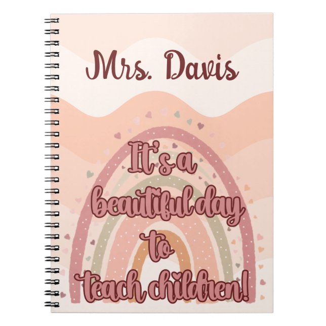 Teacher Appreciation Personalized Boho Rainbow Notebook (Front)
