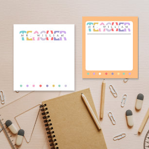 Teacher Appreciation Personalized Colourful Name Notepad