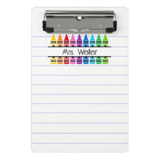 Teacher Appreciation Personalized Crayon Lined Mini Clipboard