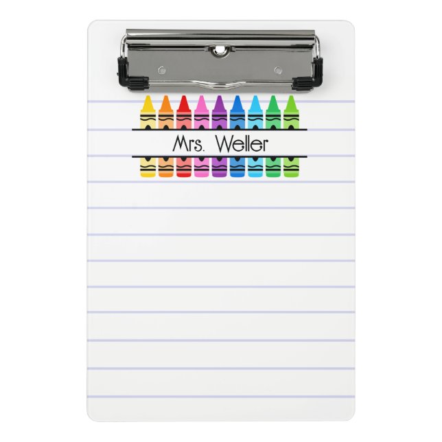 Teacher Appreciation Personalized Crayon Lined Mini Clipboard (Front)