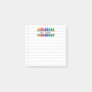 Teacher Appreciation Personalized Crayon Lined Post-it Notes