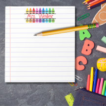 Teacher Appreciation Personalized Red Crayon Lined