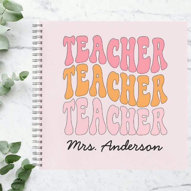 Teacher Appreciation Personalized With Name Retro Notebook (Creator Uploaded)