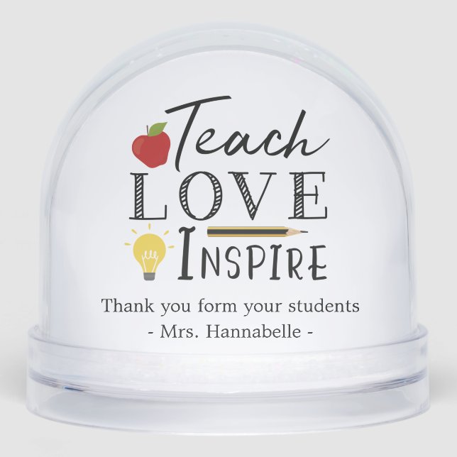 Teacher appreciation photo gift personalized snowglobe (Front)