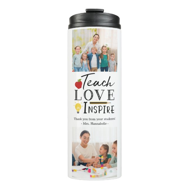 Teacher appreciation photo gift personalized thermal tumbler (Front)