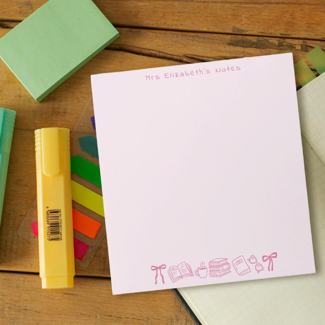 Teacher Appreciation Pink Doodles Books  Notepad (Creator Uploaded)
