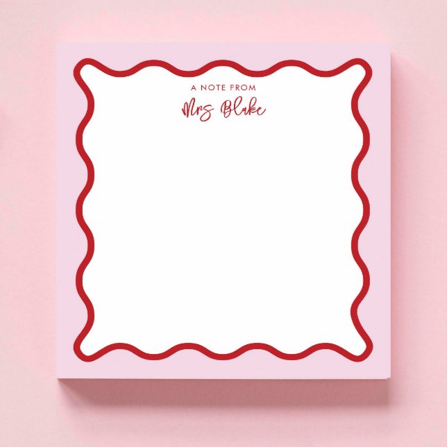 Teacher Appreciation Pink Red Wavy Notepad (Creator Uploaded)