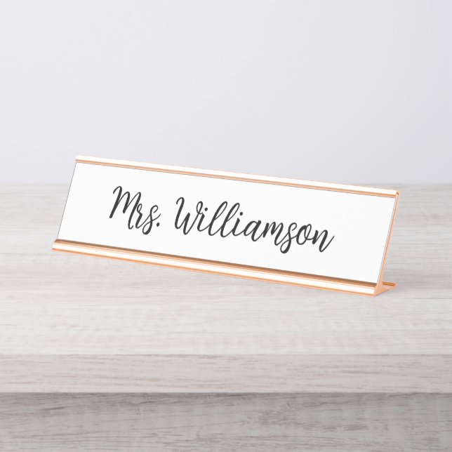 Teacher Appreciation Present Office Decor Custom Desk Name Plate (Front)