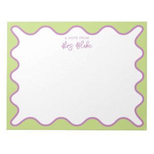 Teacher Appreciation Purple Green Wavy Notepad