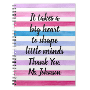Teacher Appreciation Quote Watercolor Stripes Notebook