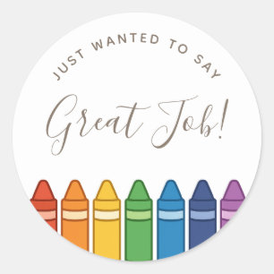 Teacher Appreciation Rainbow Crayon Classic Round Sticker