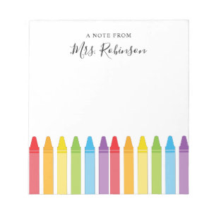 Teacher Appreciation Rainbow Crayon Notepad