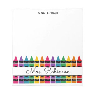 Teacher Appreciation Rainbow Crayon  Notepad