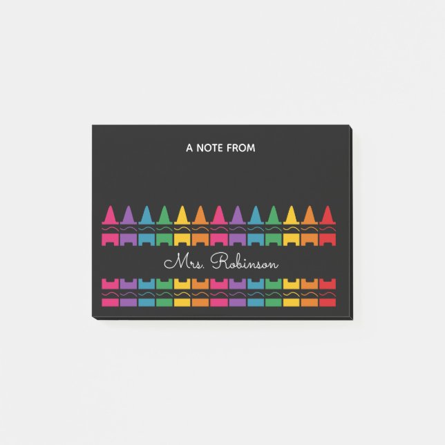 Teacher Appreciation Rainbow Crayon  Post-it Notes (Front)