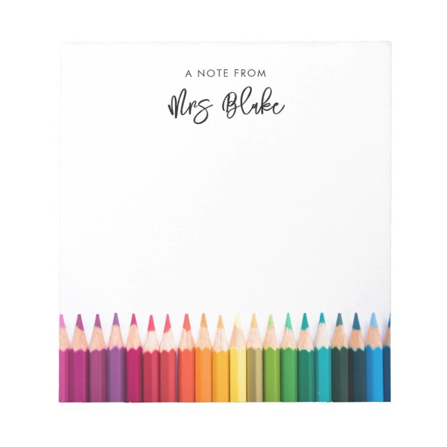 Teacher Appreciation Rainbow Pencils Notepad (Front)