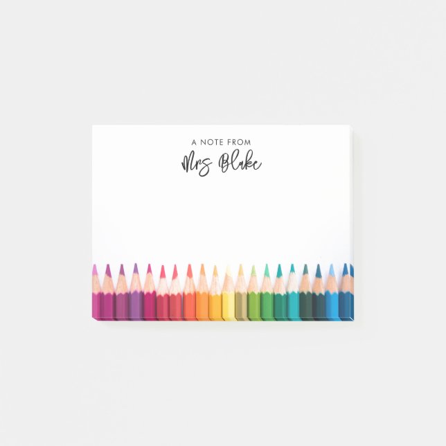 Teacher Appreciation Rainbow Pencils Post-it Notes (Front)