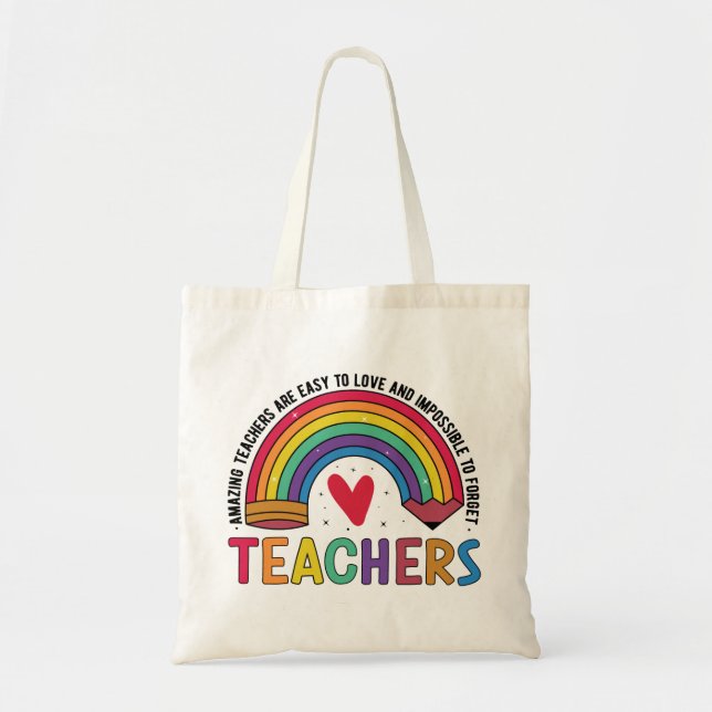 Teacher Appreciation Rainbow Quote  Tote Bag (Front)