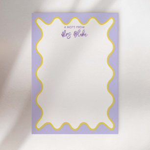 Teacher Appreciation Red Blue Wavy Notepad