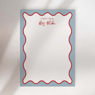 Teacher Appreciation Red Blue Wavy Notepad