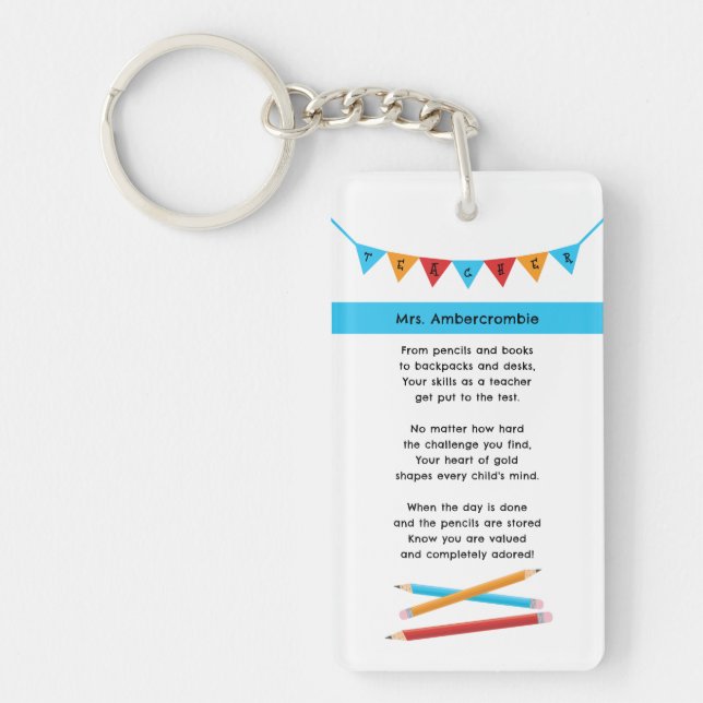 Teacher Appreciation Red Blue Yellow Pencils  Keychain (Front)
