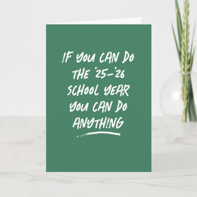 Teacher appreciation school year green thanks card (Front)