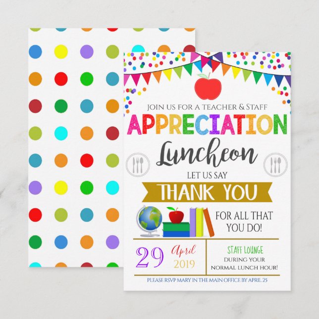 Teacher Appreciation Staff Invitation (Front/Back)