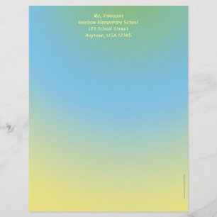 Teacher Appreciation Stationery, Blue and Yellow  Letterhead