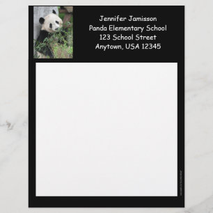 Teacher Appreciation Stationery, Panda, Black Trim Letterhead