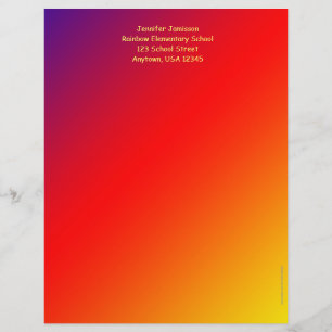 Teacher Appreciation Stationery, Vivid Rainbow Letterhead