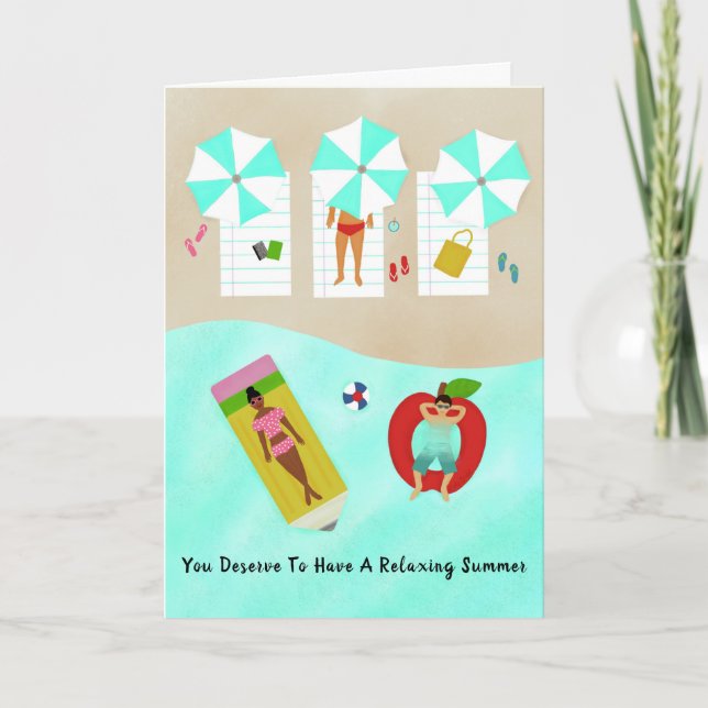 Teacher Appreciation Summer Beach Relaxing  Thank You Card (Front)