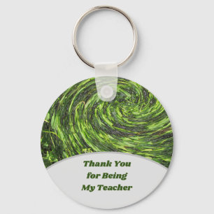 Teacher Appreciation Swirl Green Spiral Thank You Keychain
