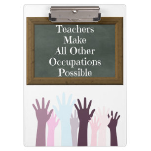 Teacher Appreciation Text with Chalkboard & Hands Clipboard