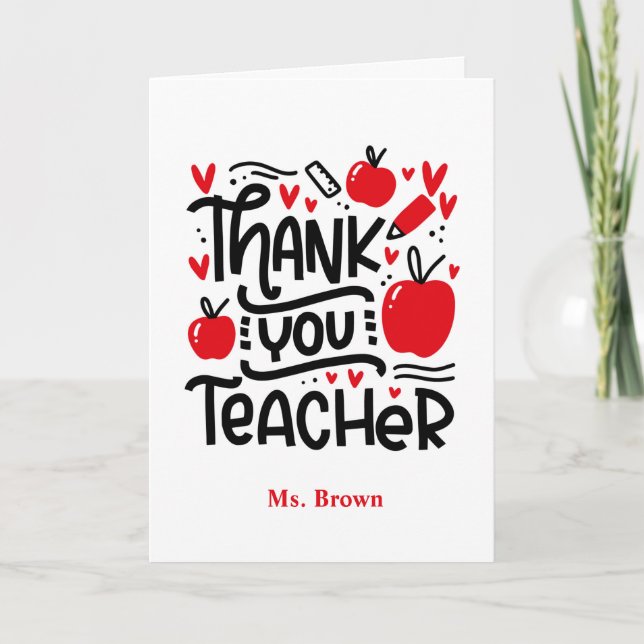Teacher Appreciation Thank you Custom Name Card (Front)