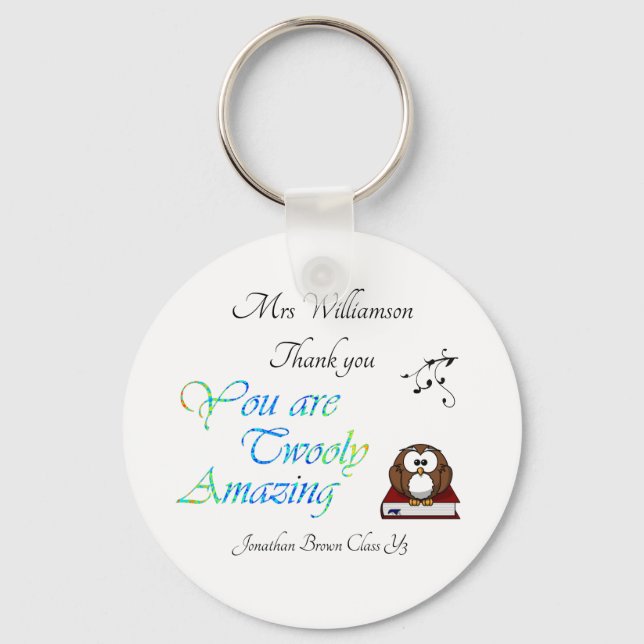 Teacher Appreciation Thank you Owl Keychain (Front)