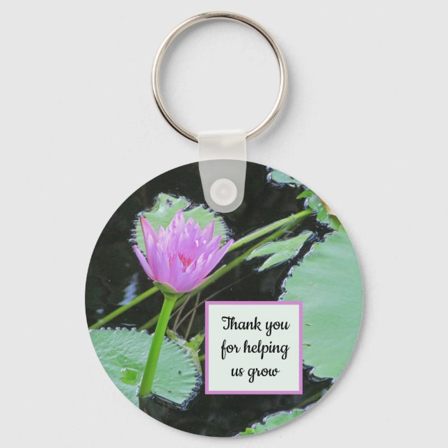 Teacher Appreciation Thank You Water Lily Flower Keychain (Front)