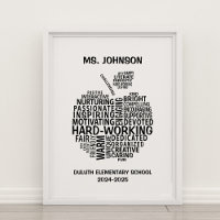 Teacher Appreciation Typography Apple Word Cloud