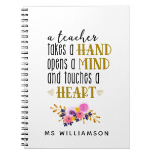 Teacher Appreciation Typography Personalized Notebook