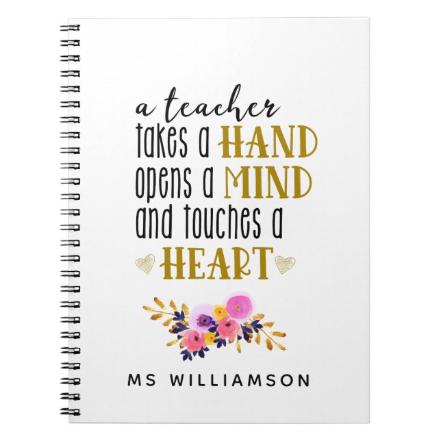 Teacher Appreciation Typography Personalized Notebook (Front)