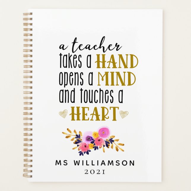 Teacher Appreciation Typography Personalized Planner (Front)