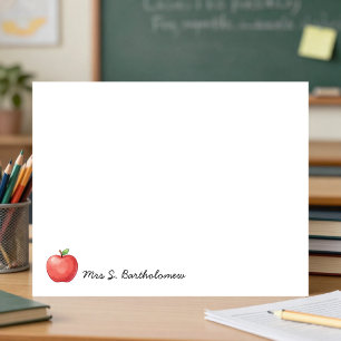 Teacher Appreciation Watercolor Red Apple  Card