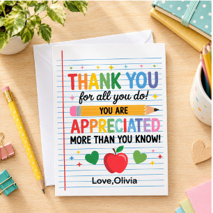Teacher Appreciation Week  – Heartfelt Gratitude Thank You Card