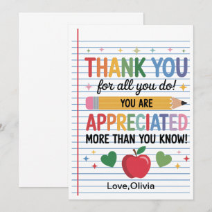 Teacher Appreciation Week  – Heartfelt Gratitude Thank You Card